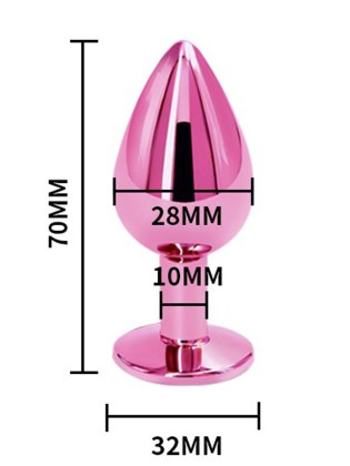 Metalni analni plug sa cirkonom u roze boji AT 1220-3